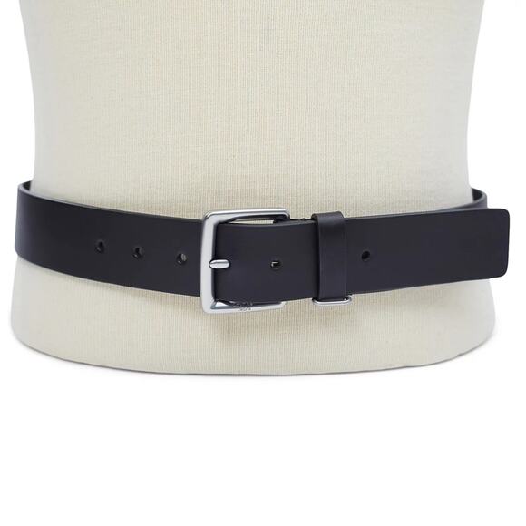 Calvin Klein Jeans Mens Leather Belt with Keeper Ring Medium 34 36 Black Silver - Picture 5 of 15